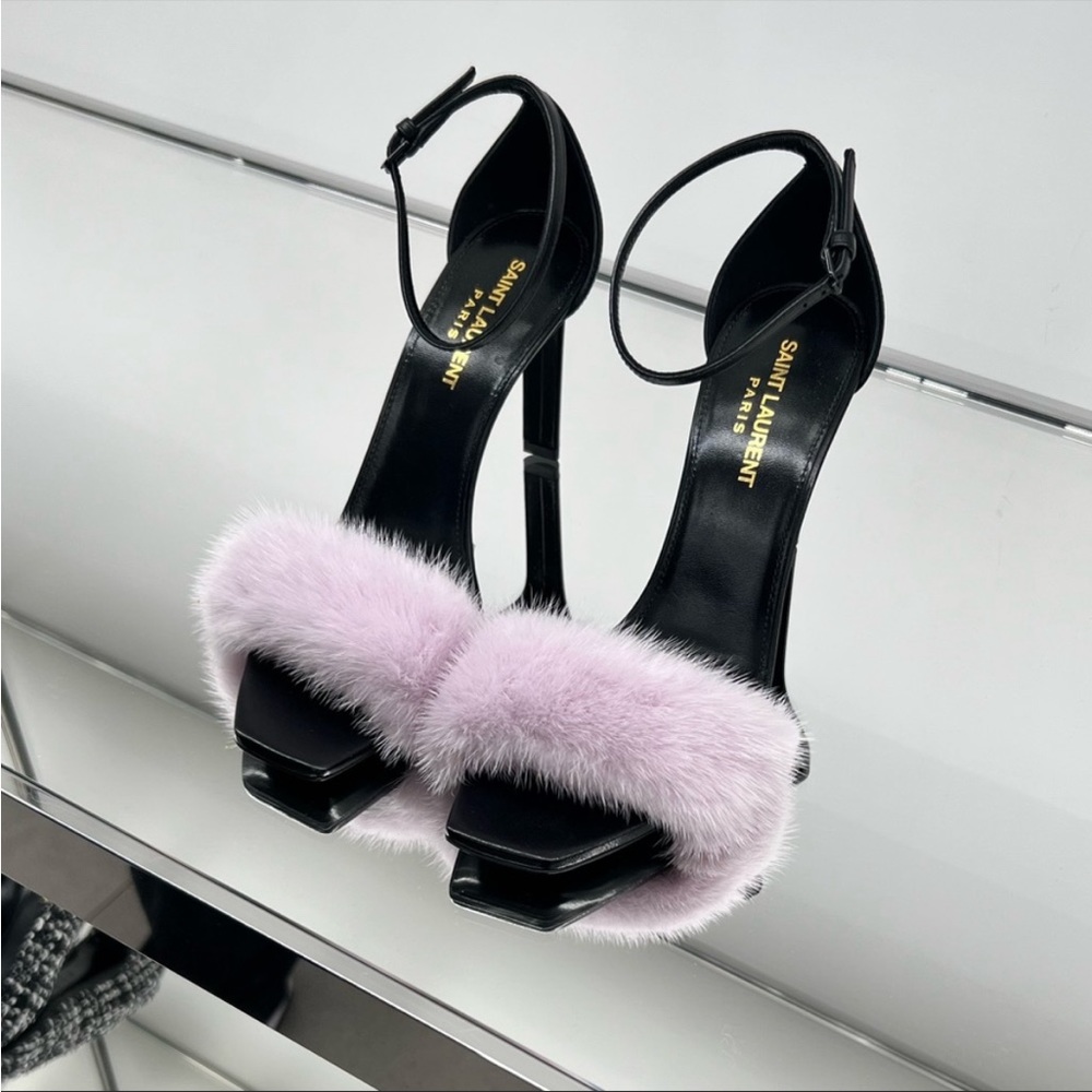 Saint Laurent mink fur trimmed heels